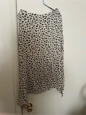 Lulus Cream and Black Asymmetrical Polka Dot Skirt